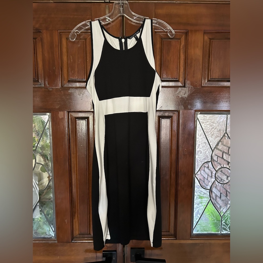 W118 by Walter Baker Black and White Halter Sheath Dress